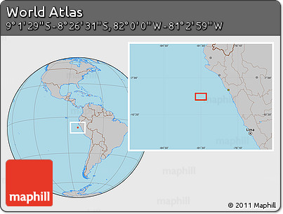 Gray Location Map of the Area around 8° 44' 0" S, 81° 31' 30" W