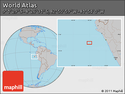 Gray Location Map of the Area around 8° 44' 0" S, 82° 22' 30" W