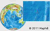 Physical Location Map of the area around 8° 44' 0" S, 84° 13' 29" E