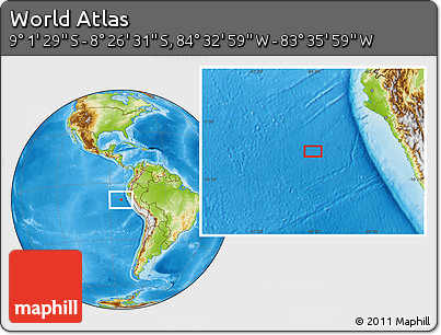 Physical Location Map of the Area around 8° 44' 0" S, 84° 4' 29" W