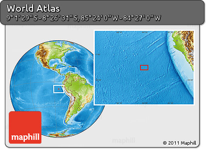 Physical Location Map of the Area around 8° 44' 0" S, 84° 55' 30" W