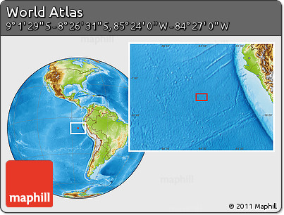 Physical Location Map of the Area around 8° 44' 0" S, 84° 55' 30" W