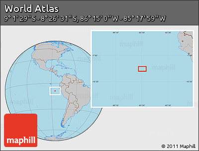Gray Location Map of the Area around 8° 44' 0" S, 85° 46' 30" W