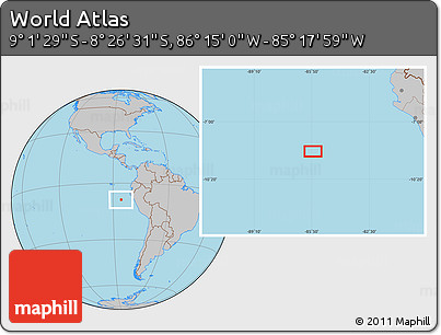 Gray Location Map of the Area around 8° 44' 0" S, 85° 46' 30" W
