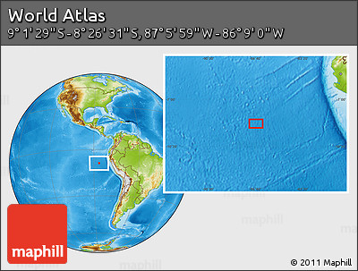 Physical Location Map of the Area around 8° 44' 0" S, 86° 37' 30" W