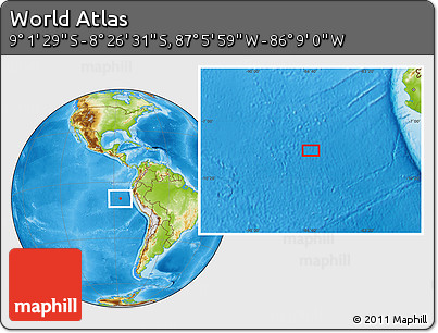 Physical Location Map of the Area around 8° 44' 0" S, 86° 37' 30" W