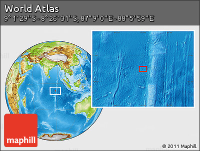 Physical Location Map of the Area around 8° 44' 0" S, 87° 37' 30" E
