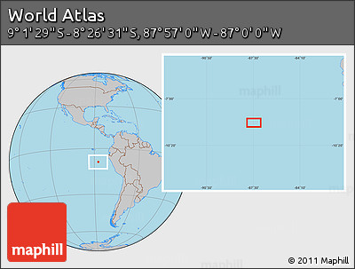 Gray Location Map of the Area around 8° 44' 0" S, 87° 28' 29" W