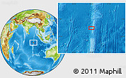 Physical Location Map of the area around 8° 44' 0" S, 88° 28' 29" E