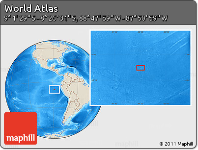 Shaded Relief Location Map of the Area around 8° 44' 0" S, 88° 19' 29" W