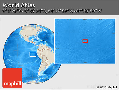 Shaded Relief Location Map of the Area around 8° 44' 0" S, 88° 19' 29" W