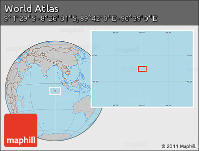 Gray Location Map of the Area around 8° 44' 0" S, 90° 10' 30" E