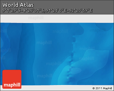 Political 3D Map of the Area around 8° 44' 0" S, 91° 52' 30" E