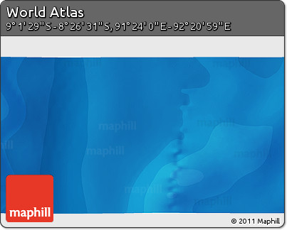 Political 3D Map of the Area around 8° 44' 0" S, 91° 52' 30" E