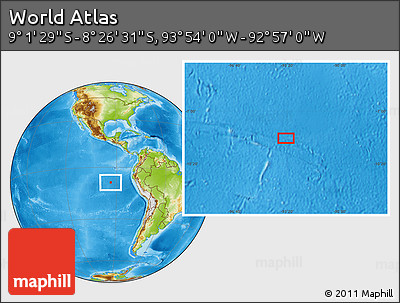 Physical Location Map of the Area around 8° 44' 0" S, 93° 25' 30" W