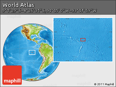 Physical Location Map of the Area around 8° 44' 0" S, 94° 16' 30" W