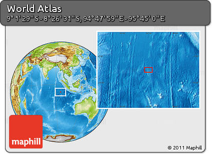 Physical Location Map of the Area around 8° 44' 0" S, 95° 16' 30" E