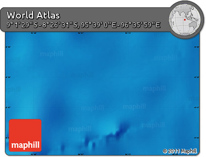 Shaded Relief Map of the Area around 8° 44' 0" S, 96° 7' 30" E