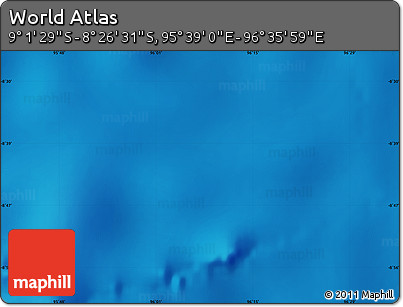 Shaded Relief Map of the Area around 8° 44' 0" S, 96° 7' 30" E