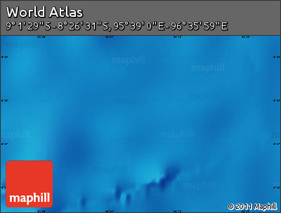 Shaded Relief Map of the Area around 8° 44' 0" S, 96° 7' 30" E