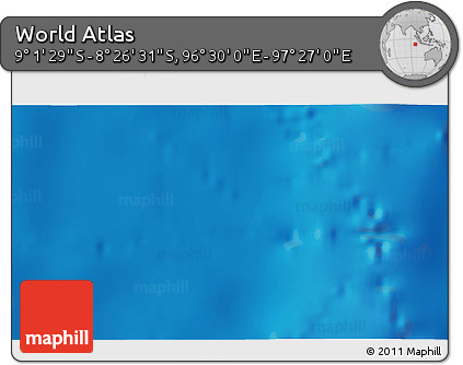 Shaded Relief 3D Map of the Area around 8° 44' 0" S, 96° 58' 29" E