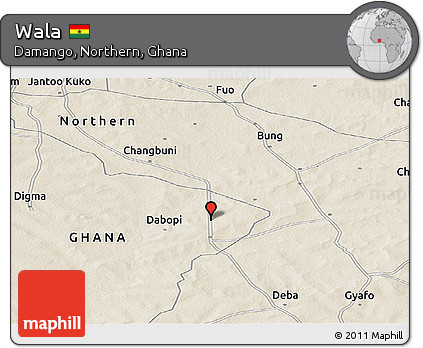 Shaded Relief Panoramic Map of Wala
