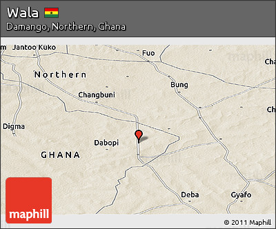Shaded Relief Panoramic Map of Wala
