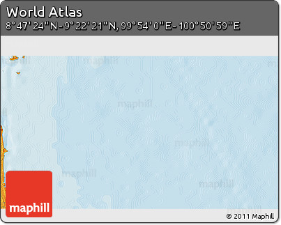 Political 3D Map of the Area around 9° 4' 52" N, 100° 22' 30" E