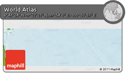 Physical Panoramic Map of the Area around 9° 4' 52" N, 100° 22' 30" E