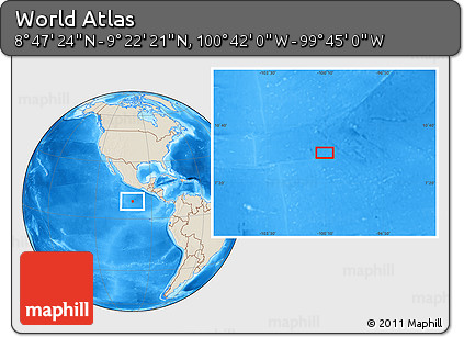 Shaded Relief Location Map of the Area around 9° 4' 52" N, 100° 13' 29" W