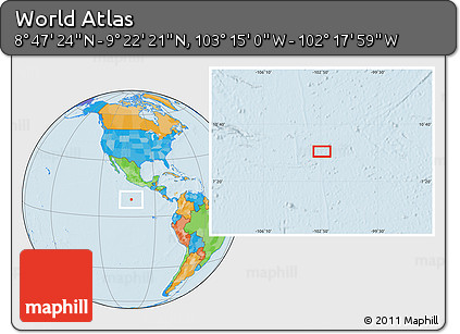 Political Location Map of the Area around 9° 4' 52" N, 102° 46' 30" W