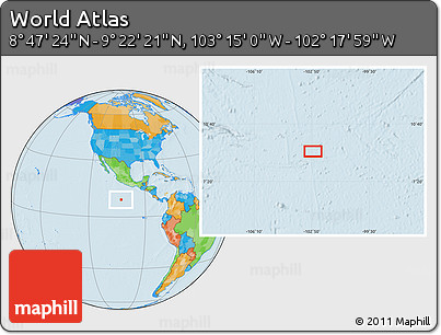 Political Location Map of the Area around 9° 4' 52" N, 102° 46' 30" W