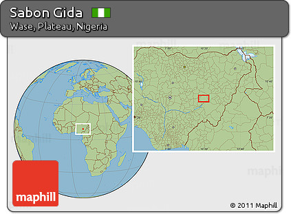 Savanna Style Location Map of Sabon Gida
