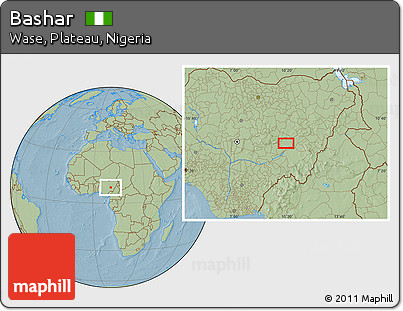 Savanna Style Location Map of Bashar, hill shading