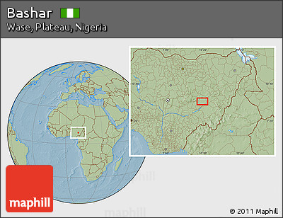 Savanna Style Location Map of Bashar, hill shading