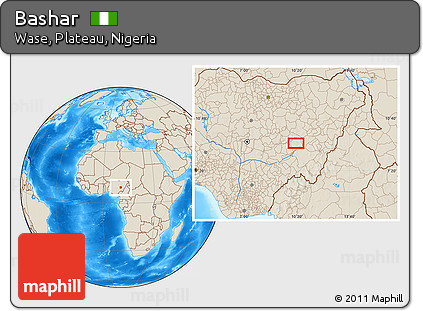 Shaded Relief Location Map of Bashar