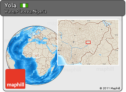 Shaded Relief Location Map of Yola