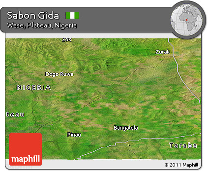 Satellite Panoramic Map of Sabon Gida