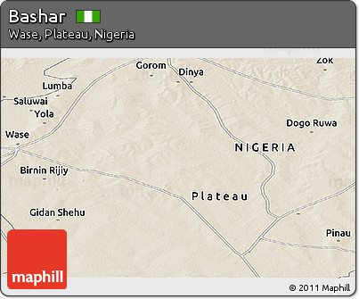 Shaded Relief Panoramic Map of Bashar