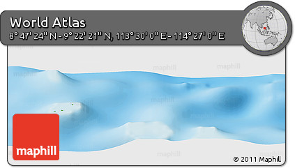 Physical Panoramic Map of the Area around 9° 4' 52" N, 113° 58' 29" E