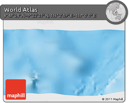Physical 3D Map of the Area around 9° 4' 52" N, 116° 31' 30" E