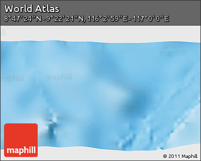 Physical 3D Map of the Area around 9° 4' 52" N, 116° 31' 30" E
