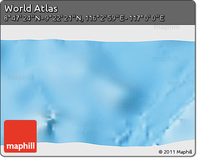 Physical 3D Map of the Area around 9° 4' 52" N, 116° 31' 30" E