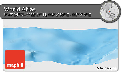 Physical Panoramic Map of the Area around 9° 4' 52" N, 116° 31' 30" E
