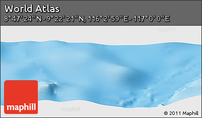 Physical Panoramic Map of the Area around 9° 4' 52" N, 116° 31' 30" E