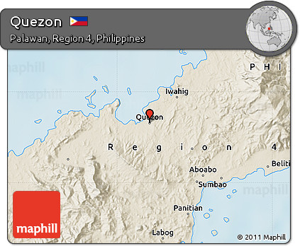 Shaded Relief Map of Quezon