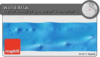 Shaded Relief Panoramic Map of the Area around 9° 4' 52" N, 118° 4' 29" W