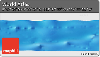 Shaded Relief Panoramic Map of the Area around 9° 4' 52" N, 118° 4' 29" W