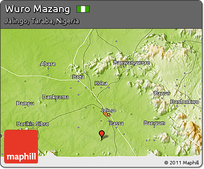 Physical 3D Map of Wuro Mazang