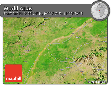 Satellite Map of the Area around 9° 4' 52" N, 11° 7' 30" E